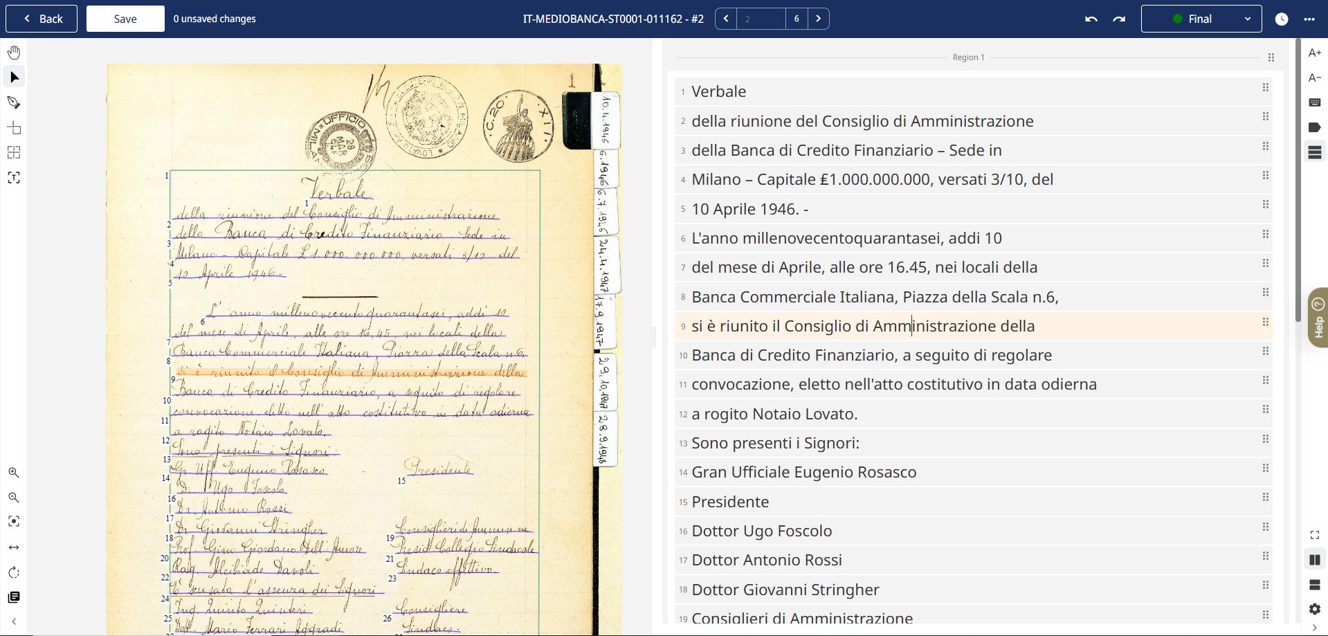 Verbale CdA Mediobanca 10 aprile 1946