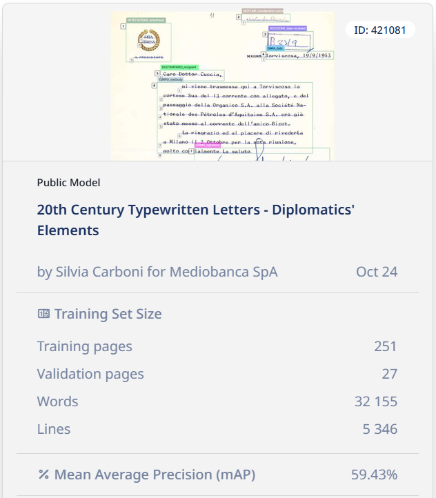 Transkribus Field Model Mediobanca